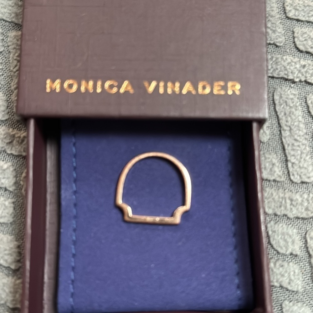 Monica Vinader Signature Ring 18k  Rose Gold Vermeil Pave 5.5 - Picture 4 of 7
